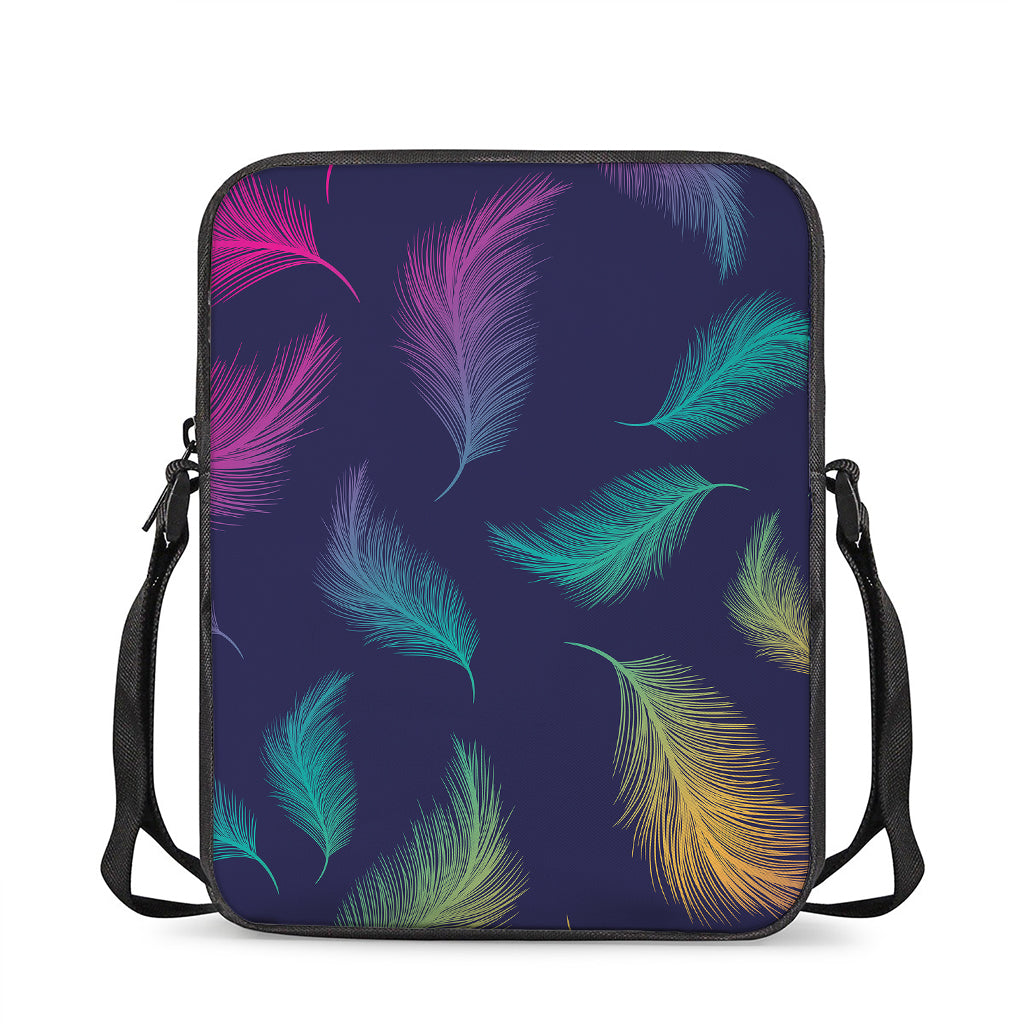 Colorful Feather Pattern Print Rectangular Crossbody Bag