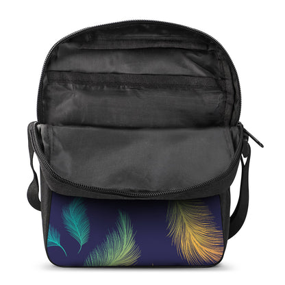 Colorful Feather Pattern Print Rectangular Crossbody Bag