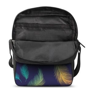 Colorful Feather Pattern Print Rectangular Crossbody Bag