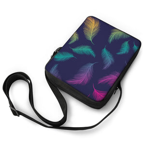 Colorful Feather Pattern Print Rectangular Crossbody Bag