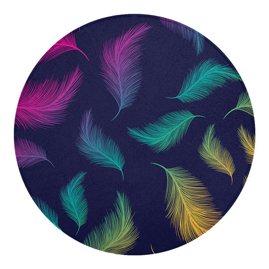 Colorful Feather Pattern Print Round Blanket
