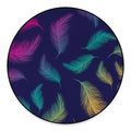 Colorful Feather Pattern Print Round Floor Mat