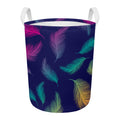 Colorful Feather Pattern Print Round Laundry Basket