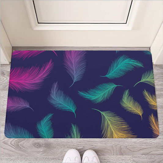 Colorful Feather Pattern Print Rubber Doormat