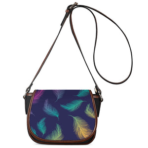 Colorful Feather Pattern Print Saddle Bag