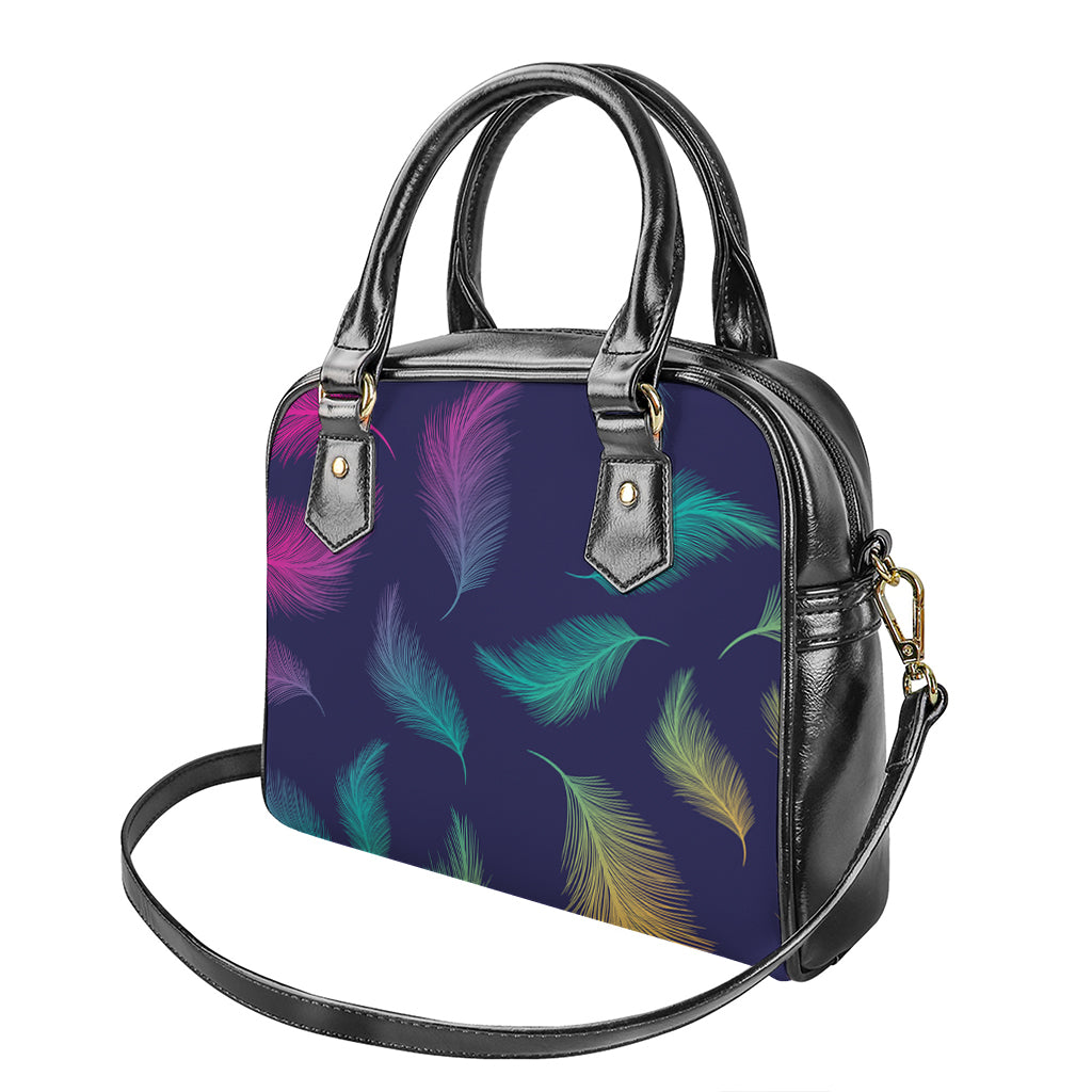 Colorful Feather Pattern Print Shoulder Handbag