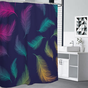 Colorful Feather Pattern Print Shower Curtain