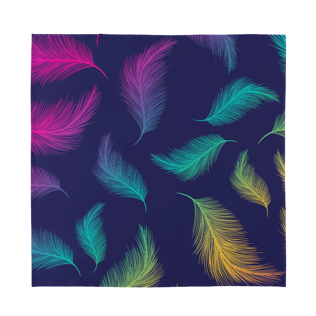 Colorful Feather Pattern Print Silk Bandana