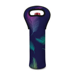 Colorful Feather Pattern Print Single Neoprene Wine Tote