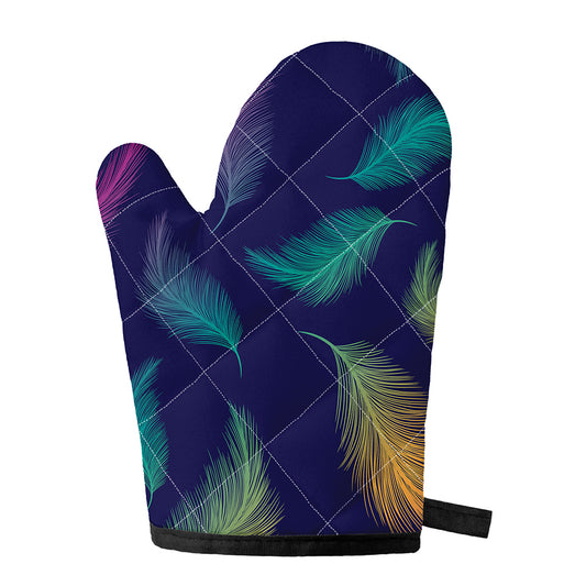 Colorful Feather Pattern Print Single Oven Mitt