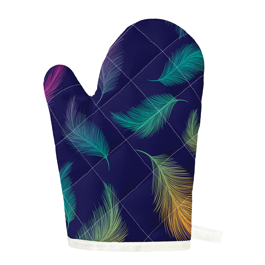 Colorful Feather Pattern Print Single Oven Mitt