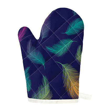 Colorful Feather Pattern Print Single Oven Mitt