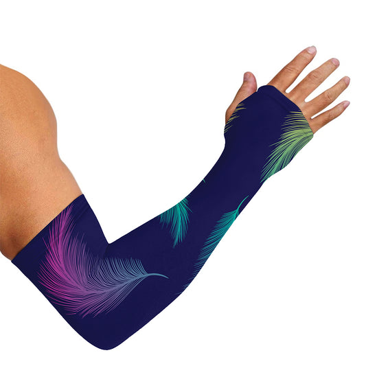 Colorful Feather Pattern Print Sun Protection Arm Sleeves
