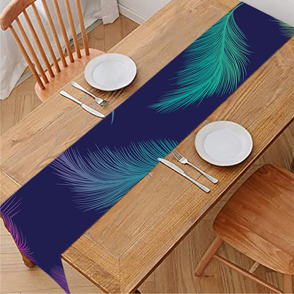 Colorful Feather Pattern Print Table Runner