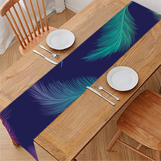 Colorful Feather Pattern Print Table Runner