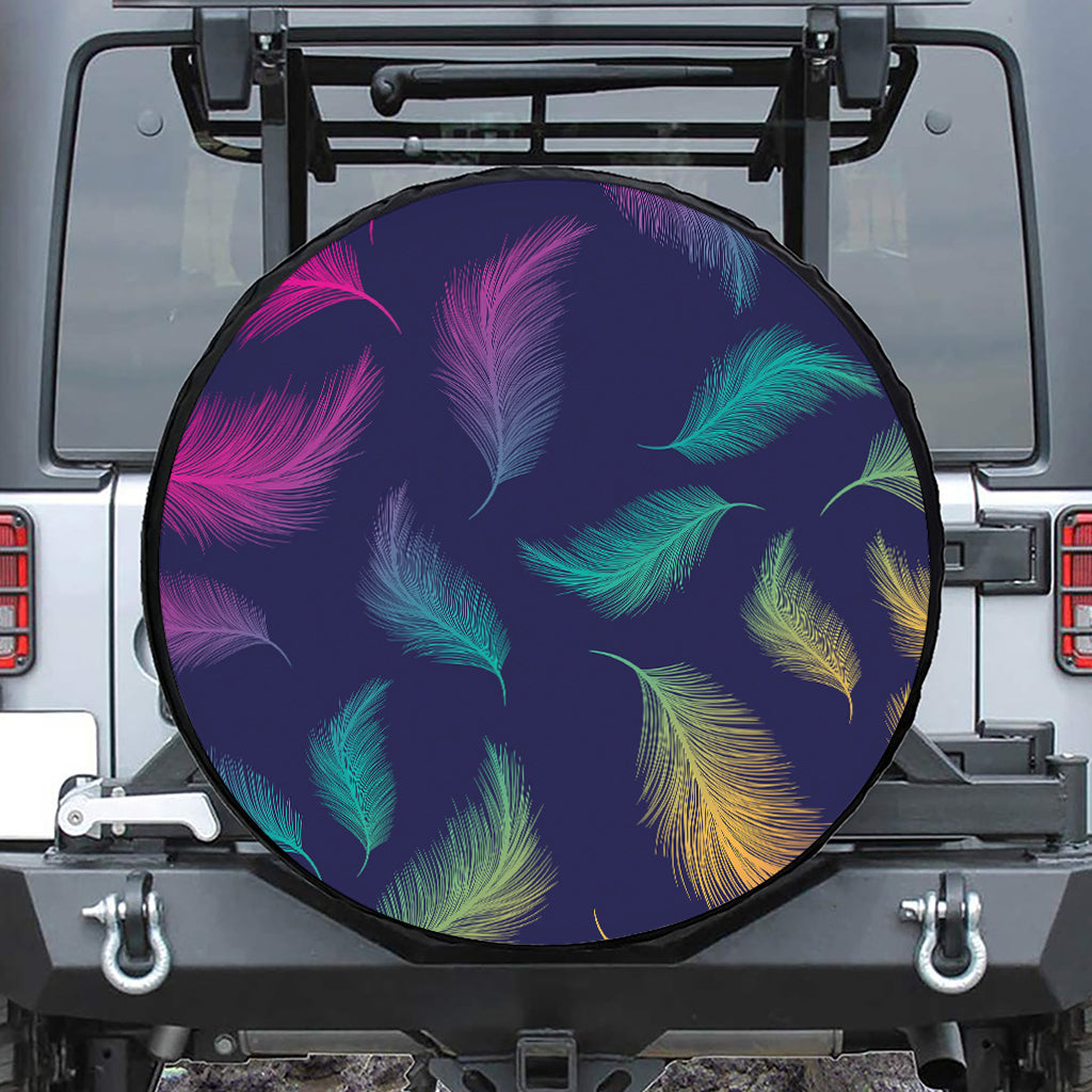 Colorful Feather Pattern Print Tire Cover