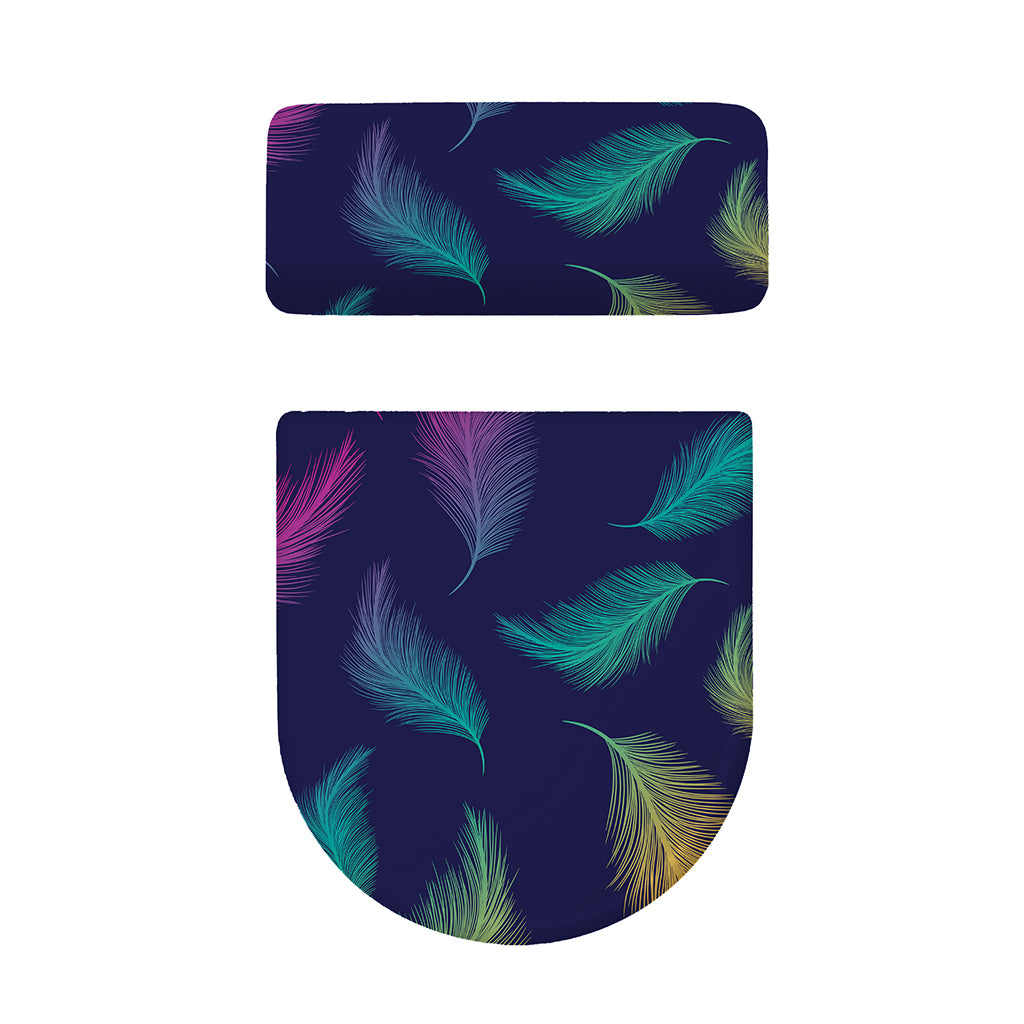 Colorful Feather Pattern Print Toilet Lid And Tank Cover Set