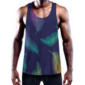 Colorful Feather Pattern Print Men's Workout Tank Top
