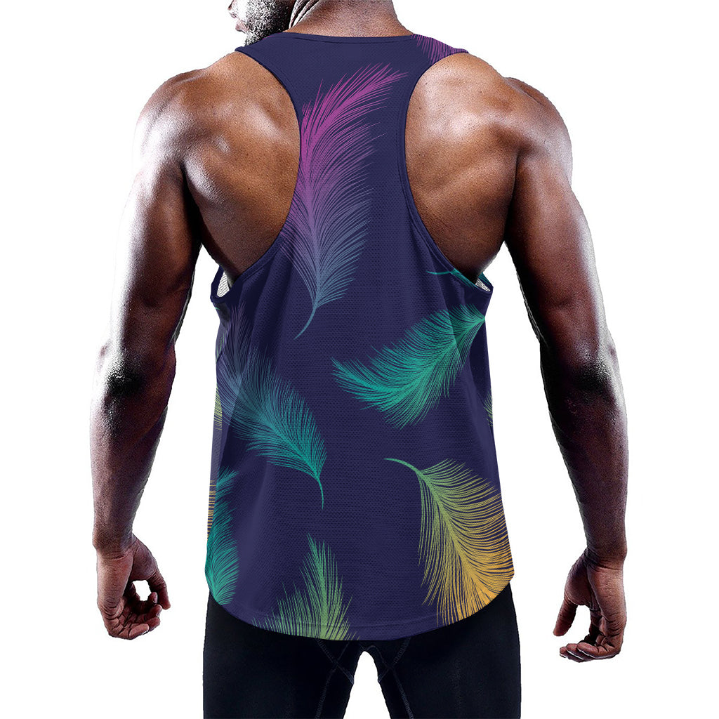 Colorful Feather Pattern Print Training Tank Top