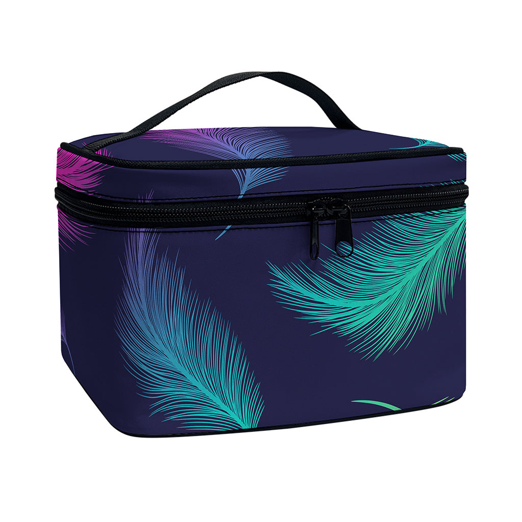 Colorful Feather Pattern Print Travel Makeup Bag
