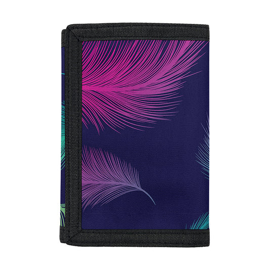 Colorful Feather Pattern Print Trifold Wallet