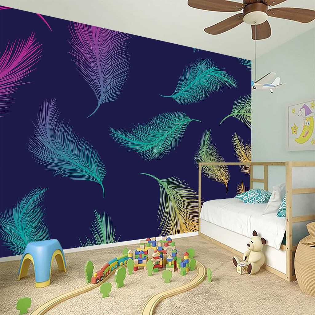 Colorful Feather Pattern Print Wall Sticker