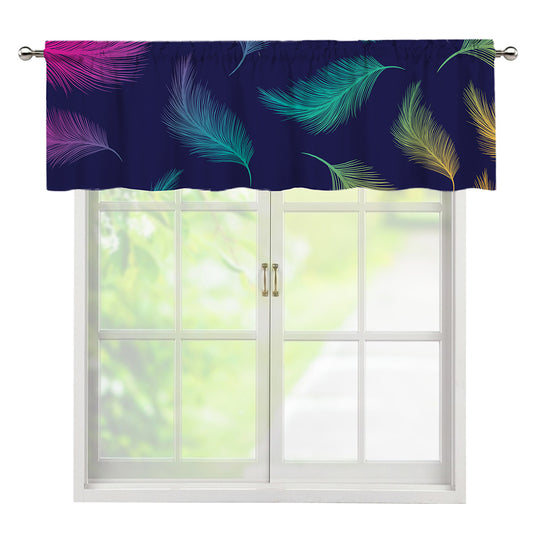 Colorful Feather Pattern Print Window Valance