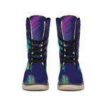 Colorful Feather Pattern Print Winter Boots