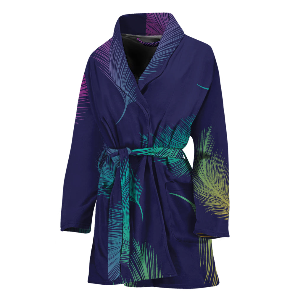 Colorful Feather Pattern Print Women's Bathrobe