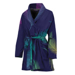 Colorful Feather Pattern Print Women's Bathrobe