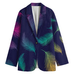 Colorful Feather Pattern Print Women's Blazer