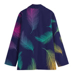 Colorful Feather Pattern Print Women's Cotton Blazer