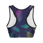 Colorful Feather Pattern Print Women's Sports Bra