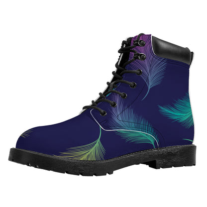 Colorful Feather Pattern Print Work Boots