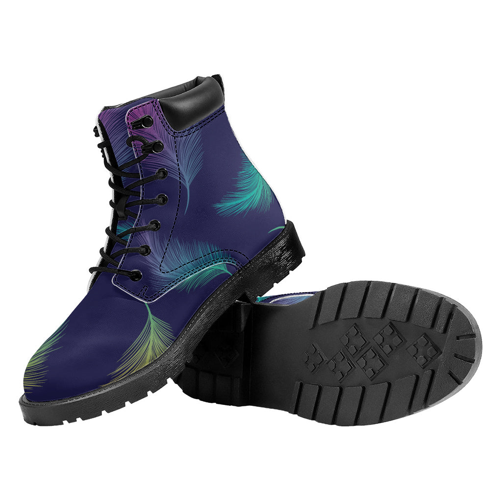 Colorful Feather Pattern Print Work Boots