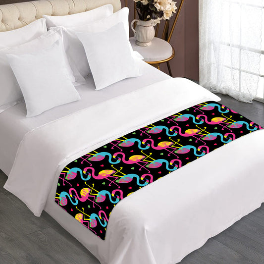 Colorful Flamingo Pattern Print Bed Runner
