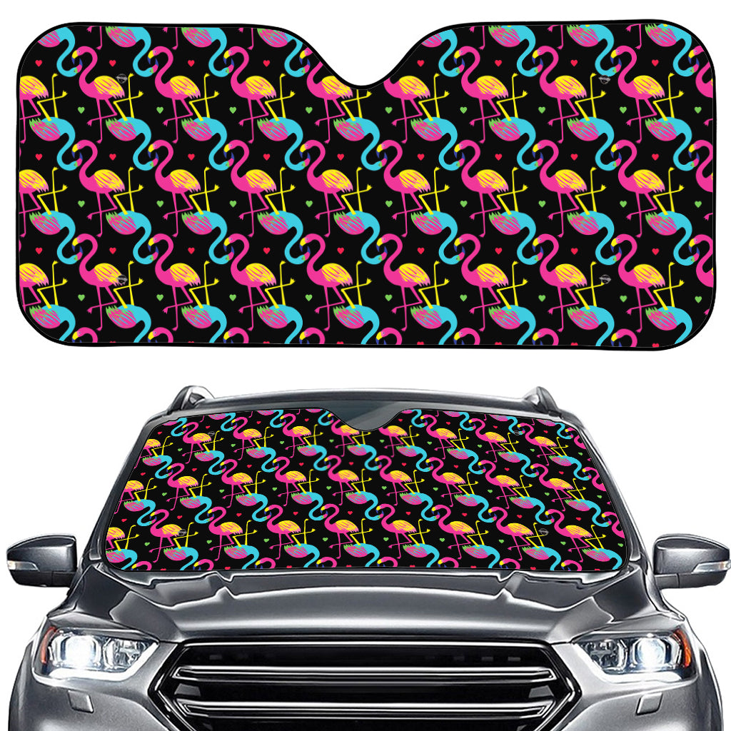 Colorful Flamingo Pattern Print Car Windshield Sun Shade