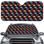 Colorful Flamingo Pattern Print Car Windshield Sun Shade