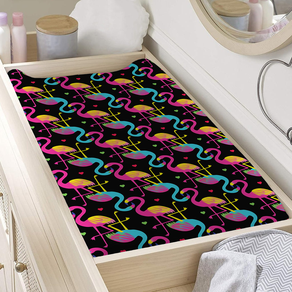 Colorful Flamingo Pattern Print Changing Pad Cover