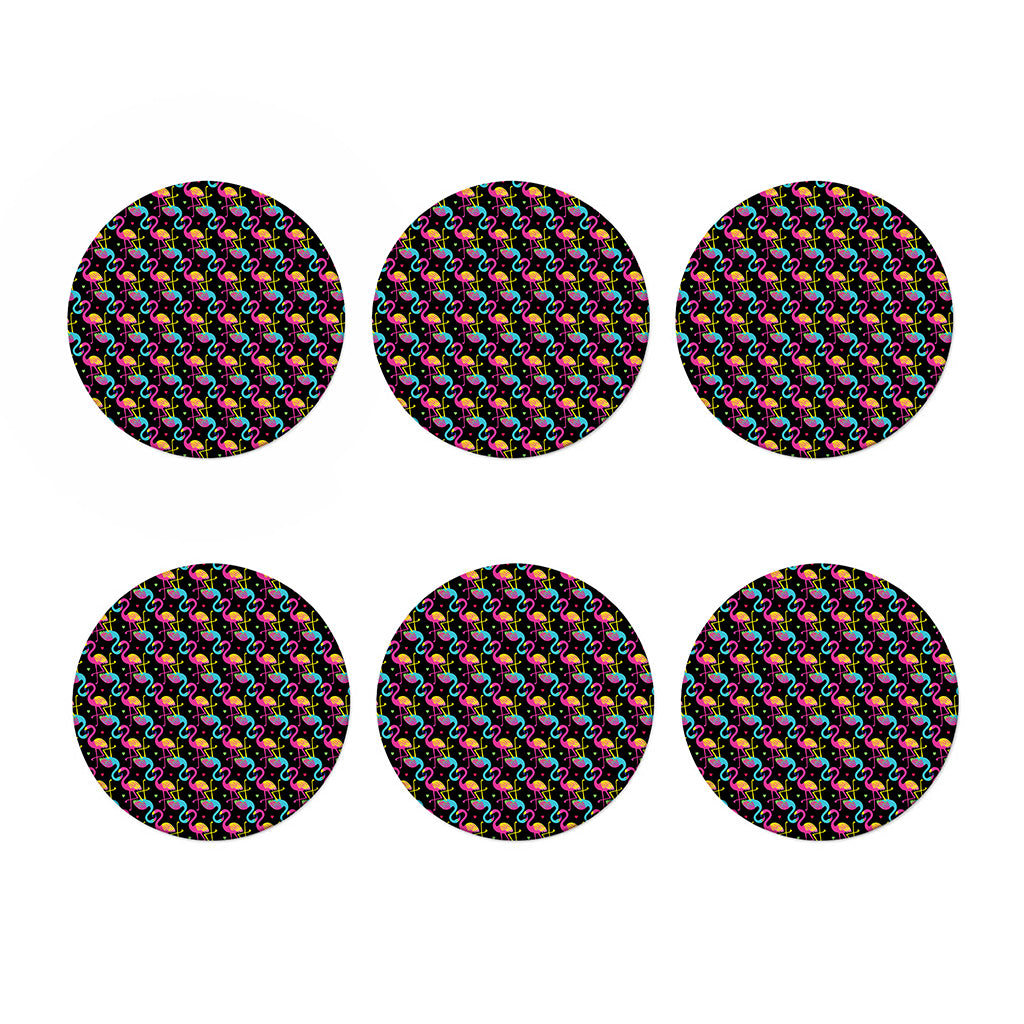 Colorful Flamingo Pattern Print Coaster Set