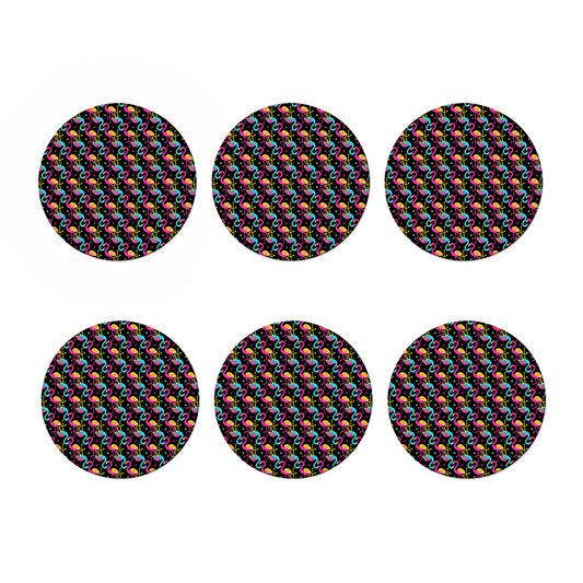 Colorful Flamingo Pattern Print Coaster Set