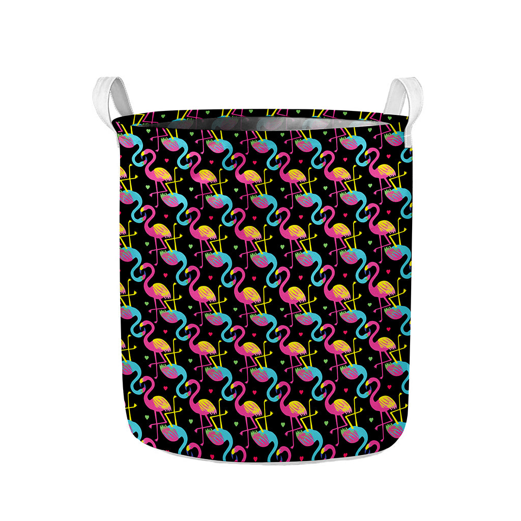 Colorful Flamingo Pattern Print Collapsible Laundry Basket