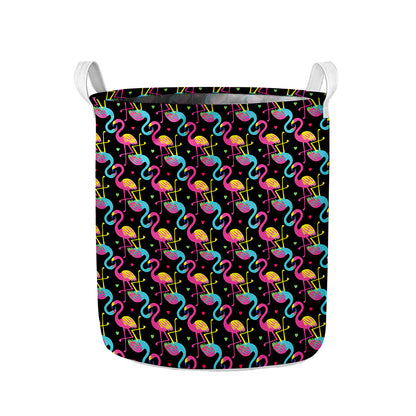 Colorful Flamingo Pattern Print Collapsible Laundry Basket