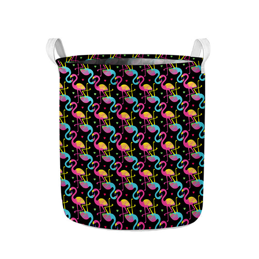 Colorful Flamingo Pattern Print Collapsible Laundry Basket