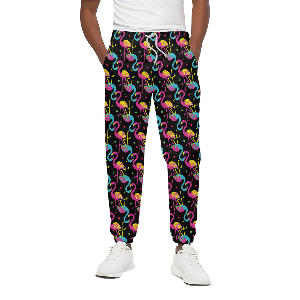 Colorful Flamingo Pattern Print Cotton Pants