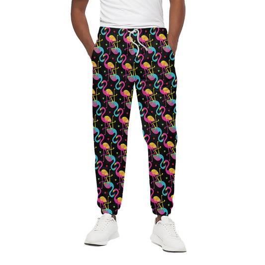 Colorful Flamingo Pattern Print Cotton Pants