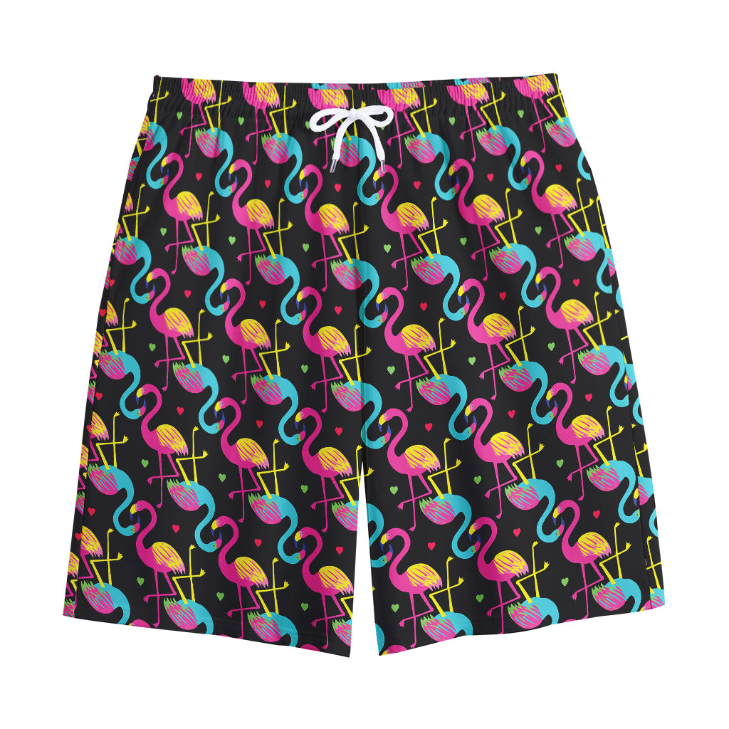 Colorful Flamingo Pattern Print Cotton Shorts