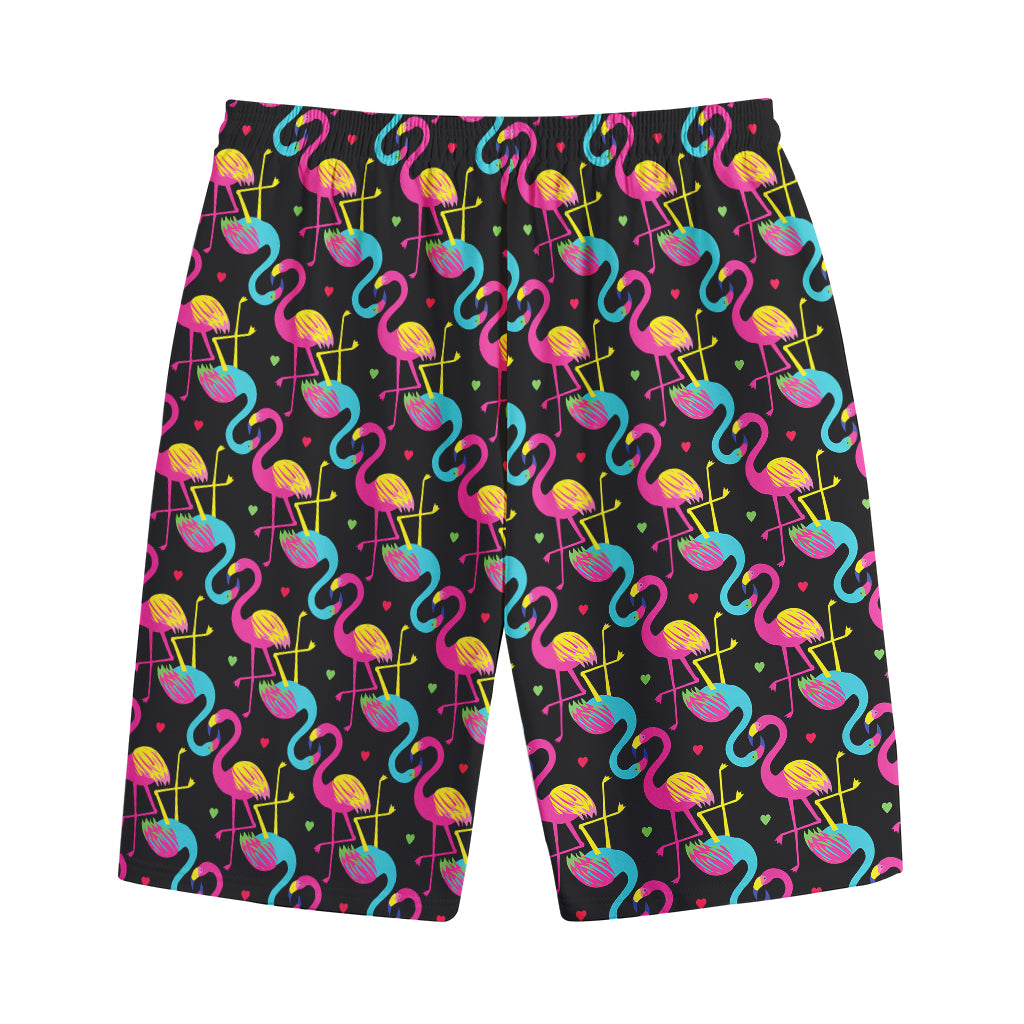 Colorful Flamingo Pattern Print Cotton Shorts