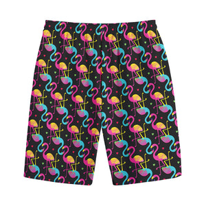 Colorful Flamingo Pattern Print Cotton Shorts