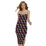 Colorful Flamingo Pattern Print Cross Back Cami Dress